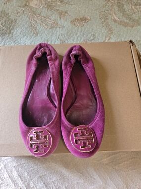 Tory Burch Dark Pink Suede Reva Flats